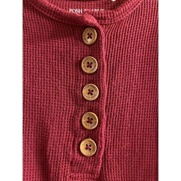 Posh Peanut Baby Waffle Knit Henley Jumpsuit + Matching Bow‎ Headband 3-6M - Picture 2 of 10